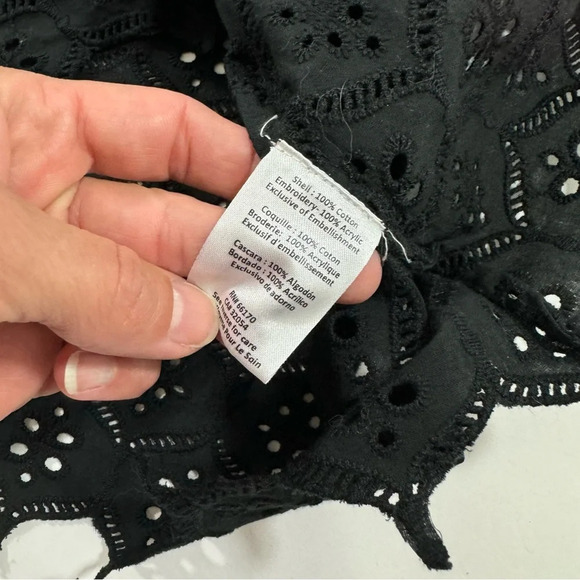 Hemant Nandita Marva Off Shoulder Eyelet Top Black - Picture 4 of 7